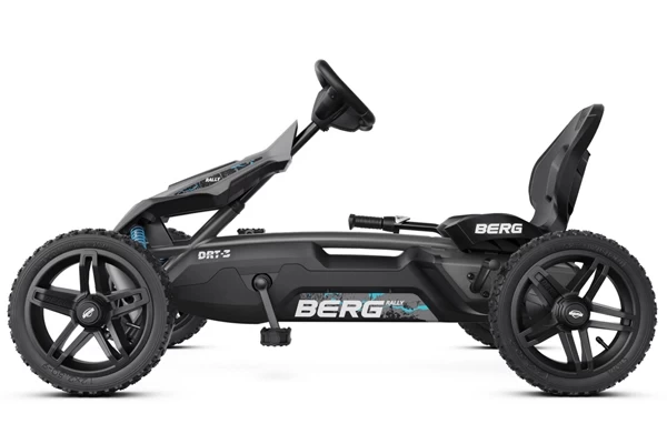 Stoere zwarte skelter met blauwe accenten