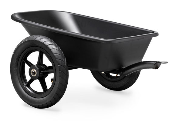 Een aanhanger maakt de skelter nog leuker.