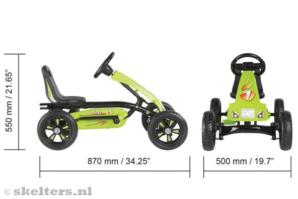 De afmetingen van deze stoere skelter.